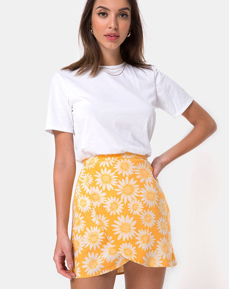 Saika Midi Skirt in Ditsy Rose Marigold