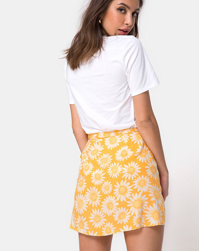 Derla Wrap Skirt in Sunkissed Floral Yellow