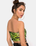 Wrap up Tube Top in Citrus Black sequin