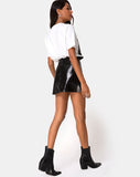 Image of Wren Mini Skirt in PU Croco Black