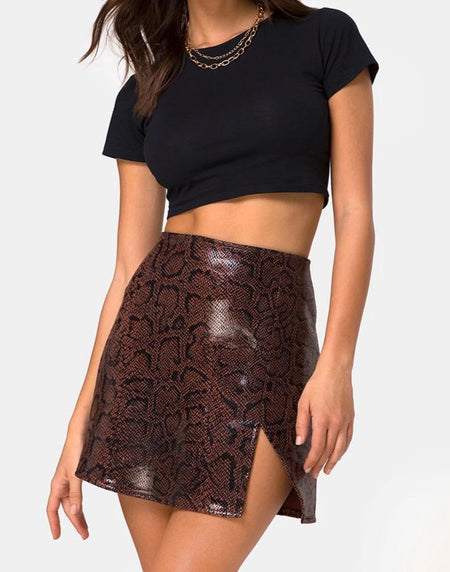 Pelmo Mini Skirt in Snake Mauve