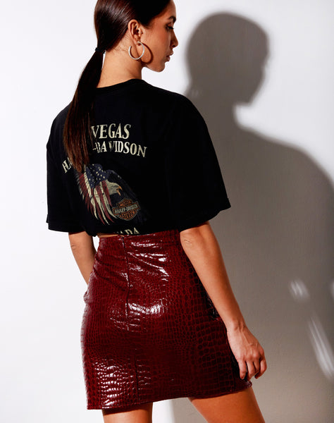 Wren Skirt in Croc PU Burgundy