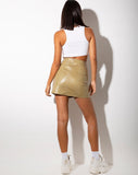 Image of Wren Mini Skirt in Croc PU Khaki