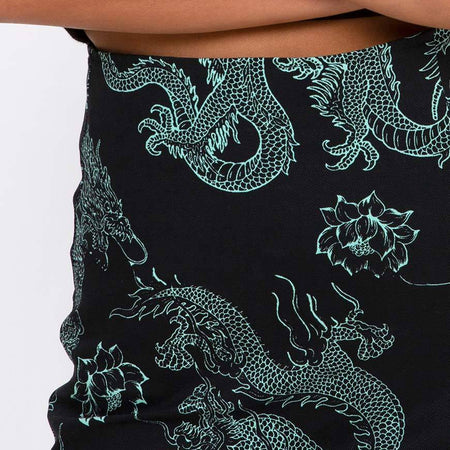 Wren Skirt in Dragon Flower Black and Mint