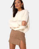 Wren Mini Skirt in Faux Suede Brown