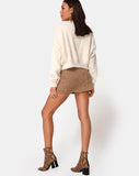 Wren Mini Skirt in Faux Suede Brown