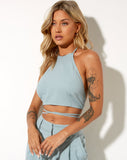 Image of Wu Crop Top in Rami Blue Surf