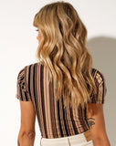 Image of Wuma Cropped Shirt in Mix Stripe Brown