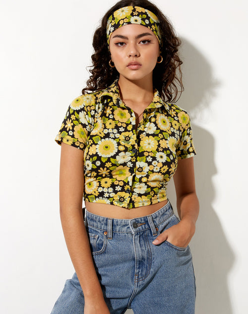 Image of Wuma Cropped Shirt in Retro Floral