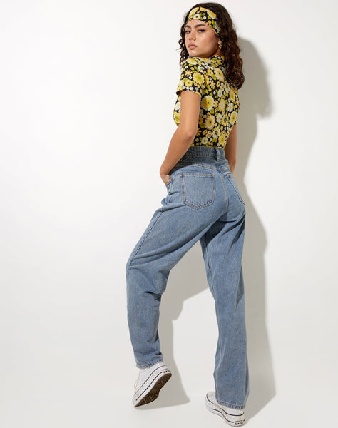 Image of Wuma Cropped Shirt in Retro Floral