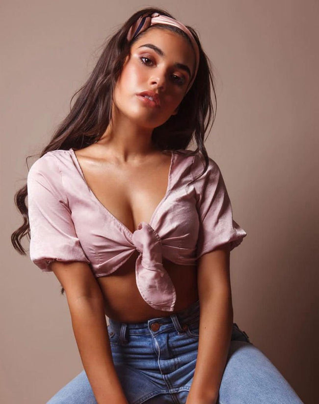 Kavida Crop Top in Satin Dusty Rose