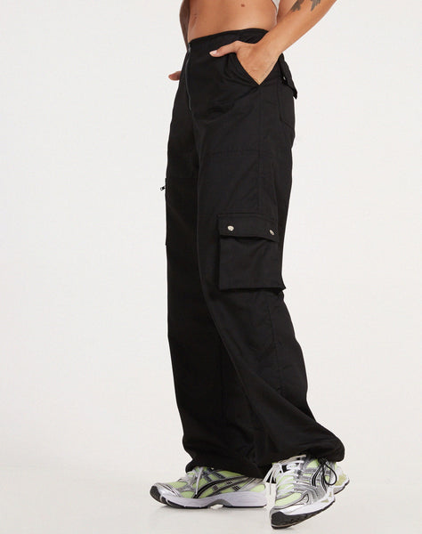 image of Xander Cargo Trouser in Cotton Drill Black