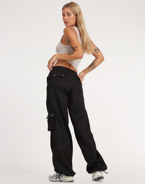 image of Xander Cargo Trouser in Cotton Drill Black