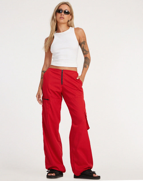 image of Xander Cargo Trouser in Cotton Drill True Red