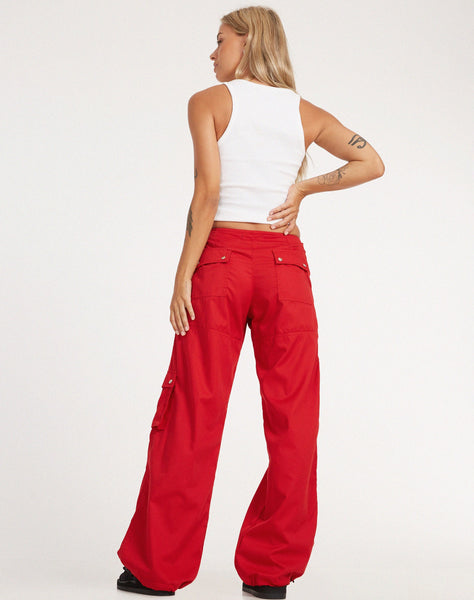 image of Xander Cargo Trouser in Cotton Drill True Red