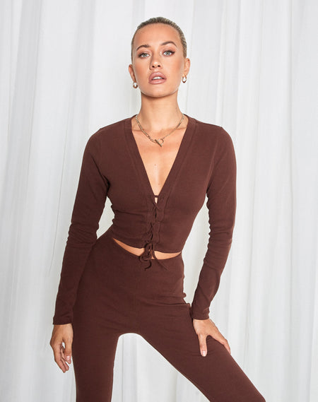 Bonvoy Cropped Cardi in Deep Mahogany