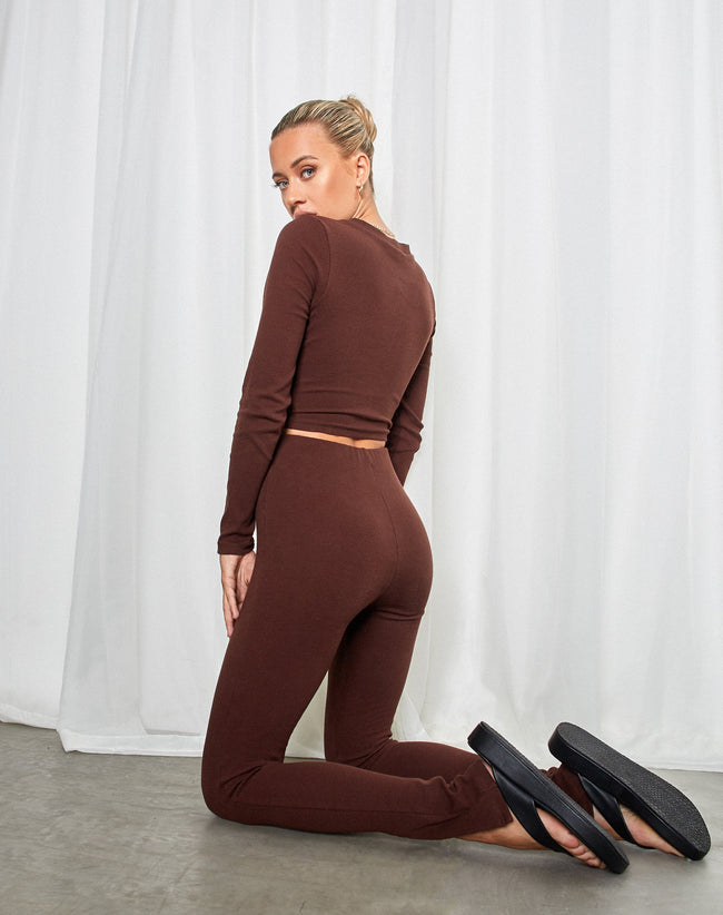 Image of Delona Long Sleeve Top in Brown