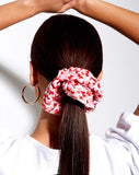 XL Scrunchie in Ditsy Butterfly Peach and Red