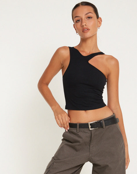 image of Xylia Crop Top in Lycra Black