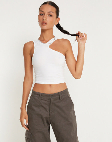 Yuji Cutout Top in Rib White