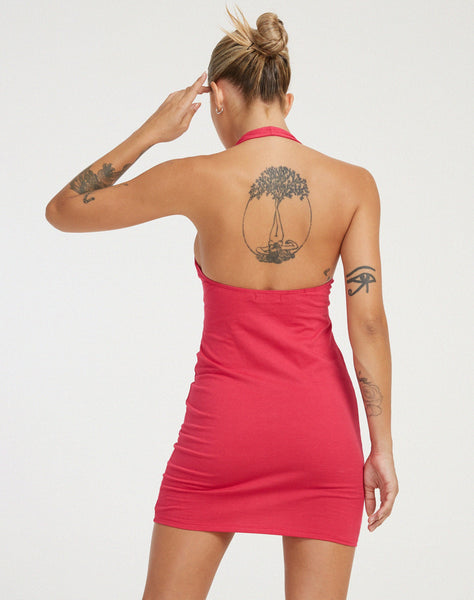 Yajoh Mini Dress in Fuschia Pink