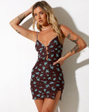 Image of Yakinta Mini Dress in Femme Floral Blue and Brown