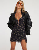 IMAGE OF Yakinta Mini Dress in Femme Floral Black and Gold