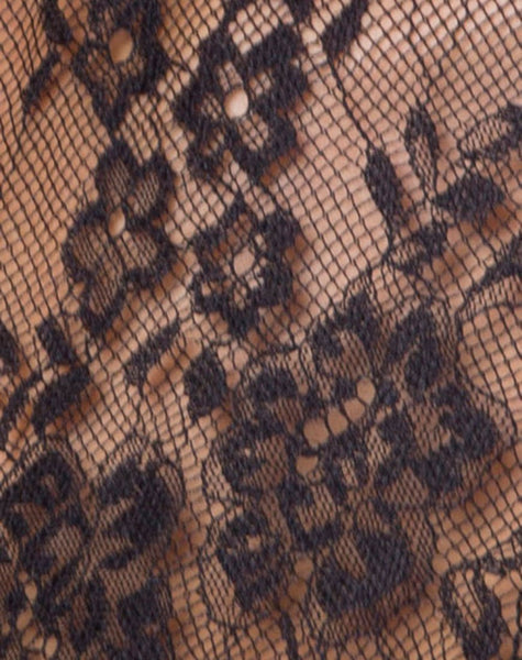 Yakira Dress in Floral Eyelash Lace Black