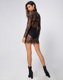 Yakira Dress in Floral Eyelash Lace Black
