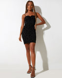 Image of Yala Mini Dress in Black Floral Flock