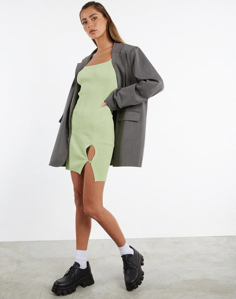 image of MOTEL X JACQUIE Yanda Bodycon Dress in Rib Knit Pastel Lime