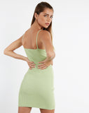 image of MOTEL X JACQUIE Yanda Bodycon Dress in Rib Knit Pastel Lime