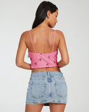 image of Yecaca Crop Top in Pink Ditsy Daisy Embro