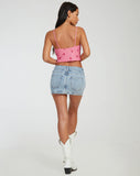 image of Yecaca Crop Top in Pink Ditsy Daisy Embro