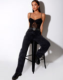 Yecal Sheer Bodice in Animal Black Net