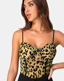 Yecal Bodice in Lime Mesh with Black Animal Flocking