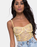 Yecal Sheer Bodice in Pastel Lace Lemon