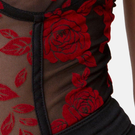 Yecal Bodice in Romantic Red Rose Flock