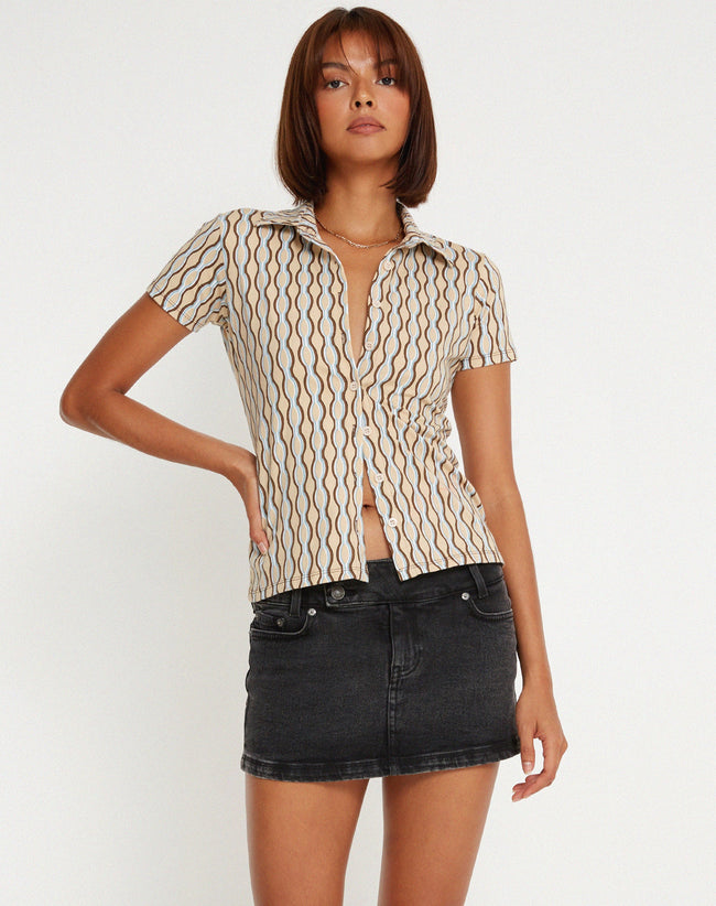 image of Yejin Shirt in Preppy Geo Brown