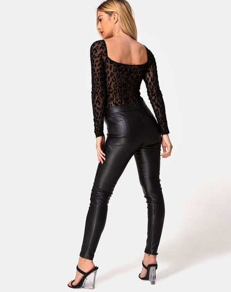 Yelica Longsleeve Bodice in Animal Net Black