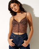 Yena Crop Top in Flower Garden Brown