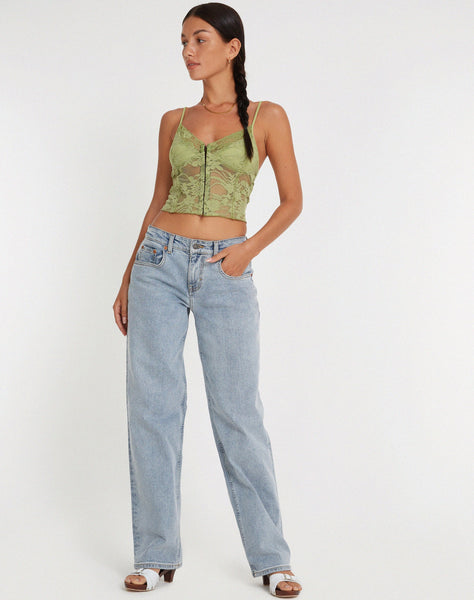 image of Yenko Crop Top in Lace Green