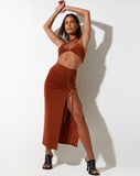 image of Maxel Midi Skirt in Crepe Brown