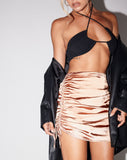 Image of Romalia Mini Skirt in Satin Rose Gold