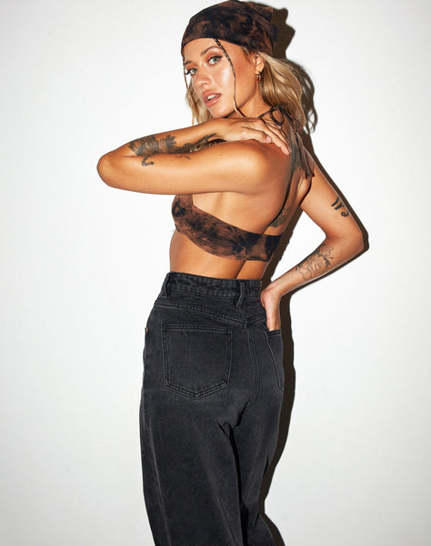 Image of Yessa Crop Top in Black Rust Tie Dye