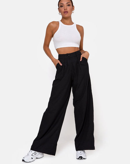 Onfal Wide Leg Trouser in Pencil Stripe