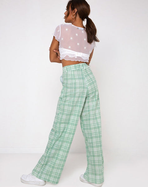 Yeva Trouser in Table Cloth Neo Mint