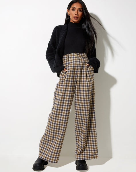 Image of Yeva Trouser in 40s Check Tan