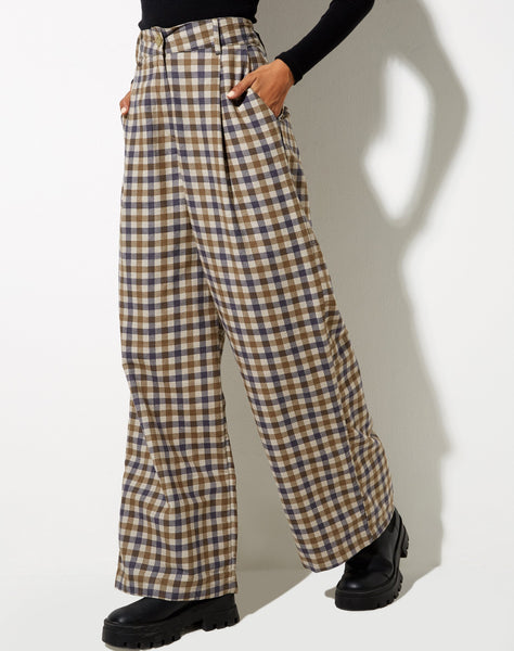 Image of Yeva Trouser in 40s Check Tan