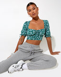 Image of Yiava Crop Top in Floral Field Green